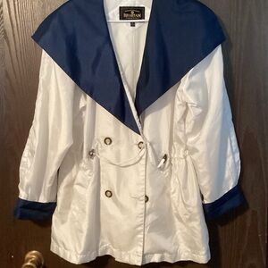 Breaton White and Blue Windbreaker -  Size small